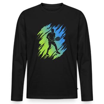 Tennis Entraîneur de tennis Enfants Garçons Joueur de tennis - T-shirt manches longues Premium bio Homme - noir - Devant - Nico (187cm)