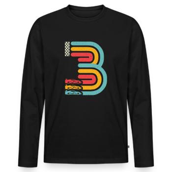 3ème anniversaire voiture de course 3 ans voiture de course - T-shirt manches longues Premium bio Homme - noir - Devant - Nico (187cm)