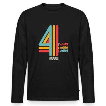 4. Geburtstag Rennwagen 4 Jahre alt Rennauto - Männer Premium Bio Langarmshirt - Schwarz - Vorne - Nico (187cm)