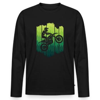 Motorrad Biker Dirtbike Motorsport Motocross - Männer Premium Bio Langarmshirt - Schwarz - Vorne - Nico (187cm)