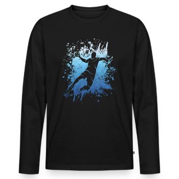 Handballer Handball Spiel Handballspieler - Männer Premium Bio Langarmshirt - Schwarz - Vorne - Nico (187cm)
