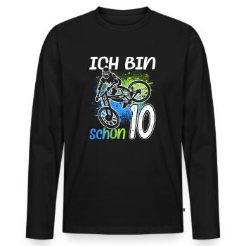 10. Geburtstag Mountain Bike 10 Jahre alt Fahrrad - Männer Premium Bio Langarmshirt - Schwarz - Vorne - Nico (187cm)