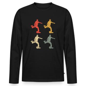 Fußballspieler Retro Fußball Spieler Fußballer - Männer Premium Bio Langarmshirt - Schwarz - Vorne - Nico (187cm)