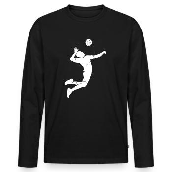 Volleyballer Silhouette Volleyball - Männer Premium Bio Langarmshirt - Schwarz - Vorne - Nico (187cm)