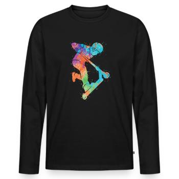 Kick Scooter Colorful Scooter Rider Stunt Scooter - Men's Premium Organic Long Sleeve Shirt - black - Front - Nico (187cm)