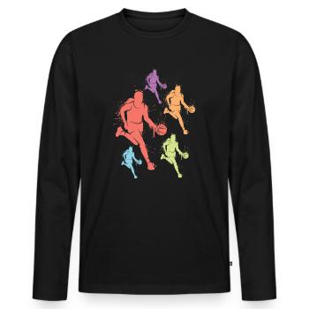 Joueur De Basket-ball Enfants Basket-ball Fille - T-shirt manches longues Premium bio Homme - noir - Devant - Nico (187cm)