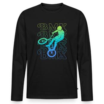 Vintage BMX Stunts Bike Enfants Vélo BMX Garçons - T-shirt manches longues Premium bio Homme - noir - Devant - Nico (187cm)