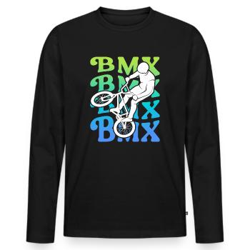 Vintage BMX Rider Stunts vélo vélo BMX garçons - T-shirt manches longues Premium bio Homme - noir - Devant - Nico (187cm)