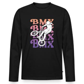 Vintage BMX Rider Enfants Vélo BMX Filles - T-shirt manches longues Premium bio Homme - noir - Devant - Nico (187cm)