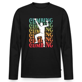 Bouldern Freiklettern Mädchen Jungen Klettern - Männer Premium Bio Langarmshirt - Schwarz - Vorne - Nico (187cm)