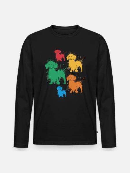 Dackel Hunde Liebhaber Herrchen Dachshund Teckel - Männer Premium Bio Langarmshirt - Schwarz