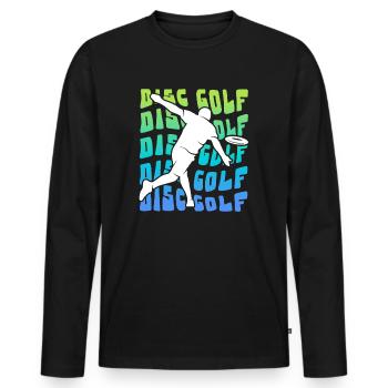 Disc Golf Disc Vintage Disc Golf Disc Golfer - Men's Premium Organic Long Sleeve Shirt - black - Front - Nico (187cm)