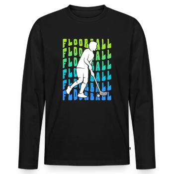 Floorball Innebandy Salibandy Floorball Garçons - T-shirt manches longues Premium bio Homme - noir - Devant - Nico (187cm)