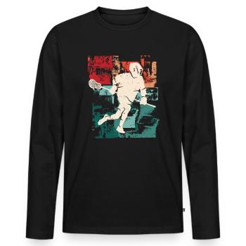 Lacrosse Player Racket Ball Men's Lacrosse - Men's Premium Organic Long Sleeve Shirt - black - Front - Nico (187cm)