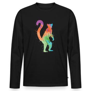 Lémuriens, Lémurien à queue annelée, Animal de zoo, filles, femmes, enfants, lémurien - T-shirt manches longues Premium bio Homme - noir - Devant - Nico (187cm)