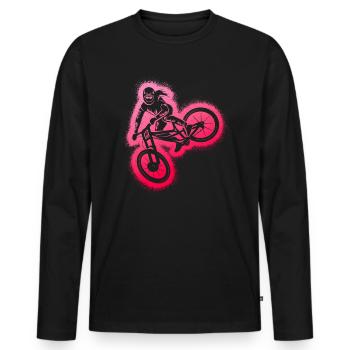 VTT VTT Descente Filles VTT - T-shirt manches longues Premium bio Homme - noir - Devant - Nico (187cm)