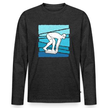 Schwimmen Schwimmer Kinder Jungen Herren Schwimm - Männer Premium Bio Langarmshirt - Anthrazit meliert - Vorne - Nico (187cm)