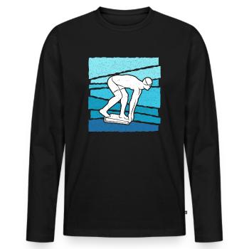 Schwimmen Schwimmer Kinder Jungen Herren Schwimm - Männer Premium Bio Langarmshirt - Schwarz - Vorne - Nico (187cm)