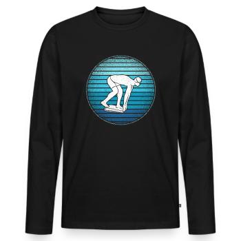 Schwimmen Schwimmer Damen Jungen Herren Schwimm - Männer Premium Bio Langarmshirt - Schwarz - Vorne - Nico (187cm)