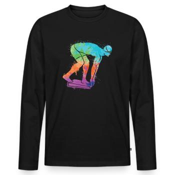 Natation Nageurs Filles Garçons Enfants Natation - T-shirt manches longues Premium bio Homme - noir - Devant - Nico (187cm)