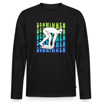 Schwimmer Schwimmen Kinder Jungen Schwimm - Männer Premium Bio Langarmshirt - Schwarz - Vorne - Nico (187cm)