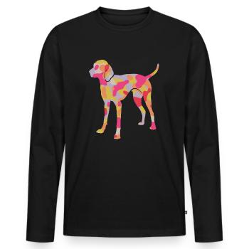 Braque de Weimar Chiens Chien Maman Braque de Weimar Fille - T-shirt manches longues Premium bio Homme - noir - Devant - Nico (187cm)