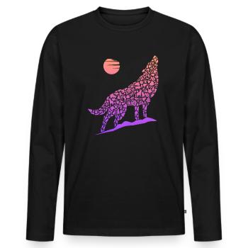 Heulender Wolf Wolfssilhouette Kinder Damen Wölfe - Männer Premium Bio Langarmshirt - Schwarz - Vorne - Nico (187cm)