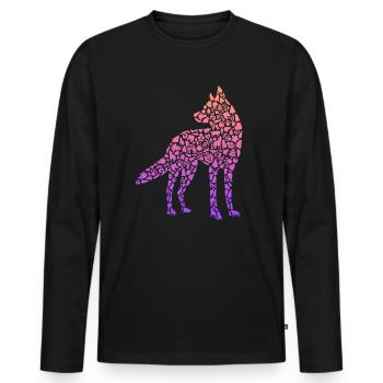 Heulender Wolf Kinder Wolfssilhouette Damen Wölfe - Männer Premium Bio Langarmshirt - Schwarz - Vorne - Nico (187cm)