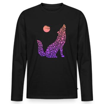 Heulender Wolf Tier Wolfssilhouette Damen Wölfe - Männer Premium Bio Langarmshirt - Schwarz - Vorne - Nico (187cm)