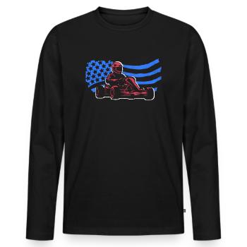 Kart Racing USA Go Karts Hommes Garçons Go-Kart - T-shirt manches longues Premium bio Homme - noir - Devant - Nico (187cm)