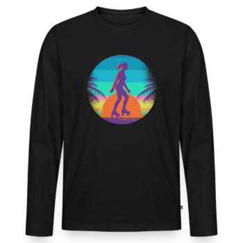 Rollschuhe Rollschuh Mädchen Damen Skates Kinder - Männer Premium Bio Langarmshirt - Schwarz - Vorne - Nico (187cm)