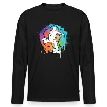 Fußball Fußballer Mädchen Fußballspieler Jungen - Männer Premium Bio Langarmshirt - Schwarz - Vorne - Nico (187cm)