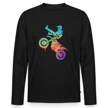 Dirt Biker Motorcycle Girls Motocross Boys - Men's Premium Organic Long Sleeve Shirt - black - Front - Nico (187cm)