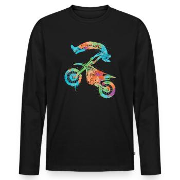 Dirt Biker Motorcycle Motocross Boys Girls - Men's Premium Organic Long Sleeve Shirt - black - Front - Nico (187cm)