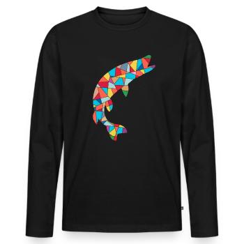 Pike Fishing Pike Fishing Pike Fishing Angler - Men's Premium Organic Long Sleeve Shirt - black - Front - Nico (187cm)