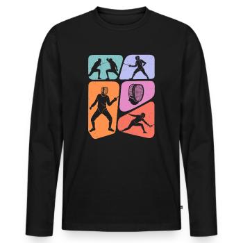 Fechter Fecht Fechtsport Schwerter Kinder Fechten - Männer Premium Bio Langarmshirt - Schwarz - Vorne - Nico (187cm)