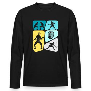 Fechter Fecht Fechtsport Schwerter Jungen Fechten - Männer Premium Bio Langarmshirt - Schwarz - Vorne - Nico (187cm)