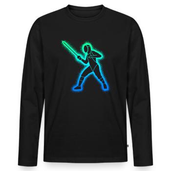 Fechter Fechtkunst Kinder Herren Jungen Fechten - Männer Premium Bio Langarmshirt - Schwarz - Vorne - Nico (187cm)