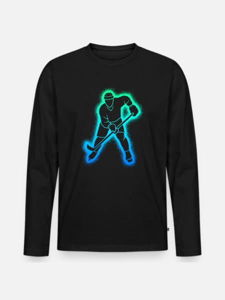 Eishockey Spieler Kinder Herren Eishockeyspieler - Männer Premium Bio Langarmshirt - Schwarz