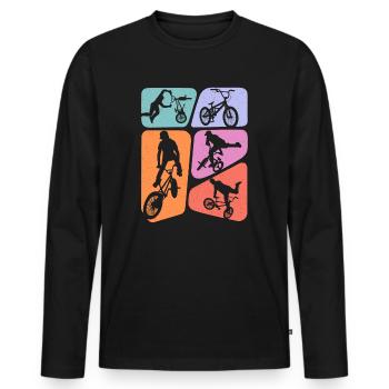 BMX Stunts Bike Tricks Mädchen Fahrrad BMX Kinder - Männer Premium Bio Langarmshirt - Schwarz - Vorne - Nico (187cm)