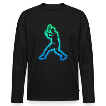 Joueurs de tennis Enfants Hommes Tennis Garçons - T-shirt manches longues Premium bio Homme - noir - Devant - Nico (187cm)