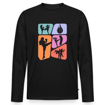 Muay Thai Kickboxer Kampfsport Kickboxen Mädchen - Männer Premium Bio Langarmshirt - Schwarz - Vorne - Nico (187cm)