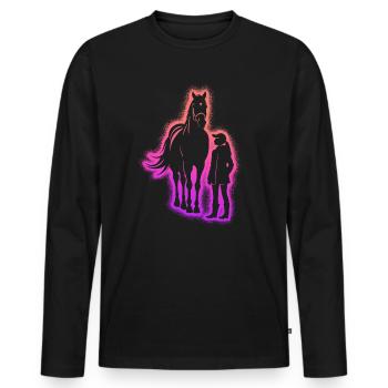 Pferd reiten Reiter Reiterin Frauen Mädchen Pferde - Männer Premium Bio Langarmshirt - Schwarz - Vorne - Nico (187cm)