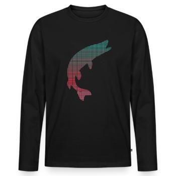 Pêche au brochet Pixélisé Pêche au brochet Pêcheur - T-shirt manches longues Premium bio Homme - noir - Devant - Nico (187cm)