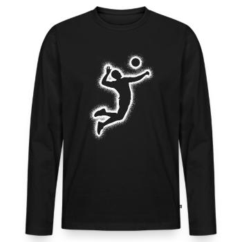Joueurs de volley-ball Volley-ball Hommes Joueurs de volley-ball - T-shirt manches longues Premium bio Homme - noir - Devant - Nico (187cm)
