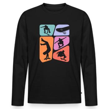 Skateur Skateur Skateur Skateboard Enfants - T-shirt manches longues Premium bio Homme - noir - Devant - Nico (187cm)