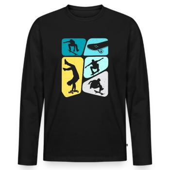 Skateur Skateur Skateur Skateboard Garçons - T-shirt manches longues Premium bio Homme - noir - Devant - Nico (187cm)