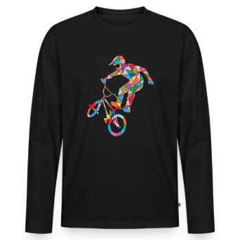 BMX Bike Rider Stunt Vélo Homme Enfant BMX - T-shirt manches longues Premium bio Homme - noir - Devant - Nico (187cm)