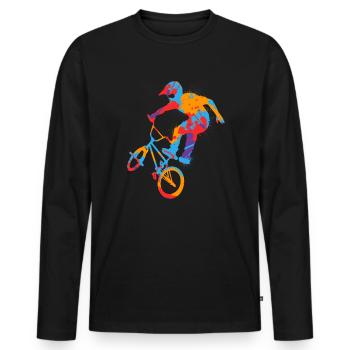 BMX Bunt Stunts Bike Tricks Fahrrad BMX Kinder - Männer Premium Bio Langarmshirt - Schwarz - Vorne - Nico (187cm)
