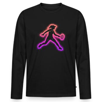 Tennisspielerin Damen Kinder Tennis Mädchen - Männer Premium Bio Langarmshirt - Schwarz - Vorne - Nico (187cm)